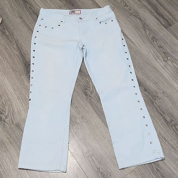 Old Navy Vintage Baby Blue Studded Corduroy Straight Leg Pants - Picture 7 of 9